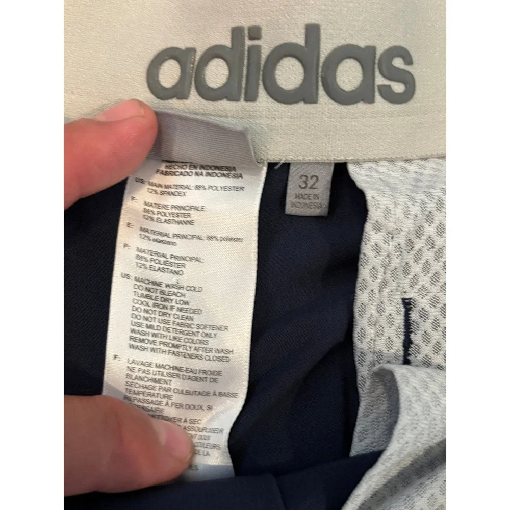 Adidas Golf Shorts Mens 32 Navy Blue Performance Stretch Flat Front 10in Inseam